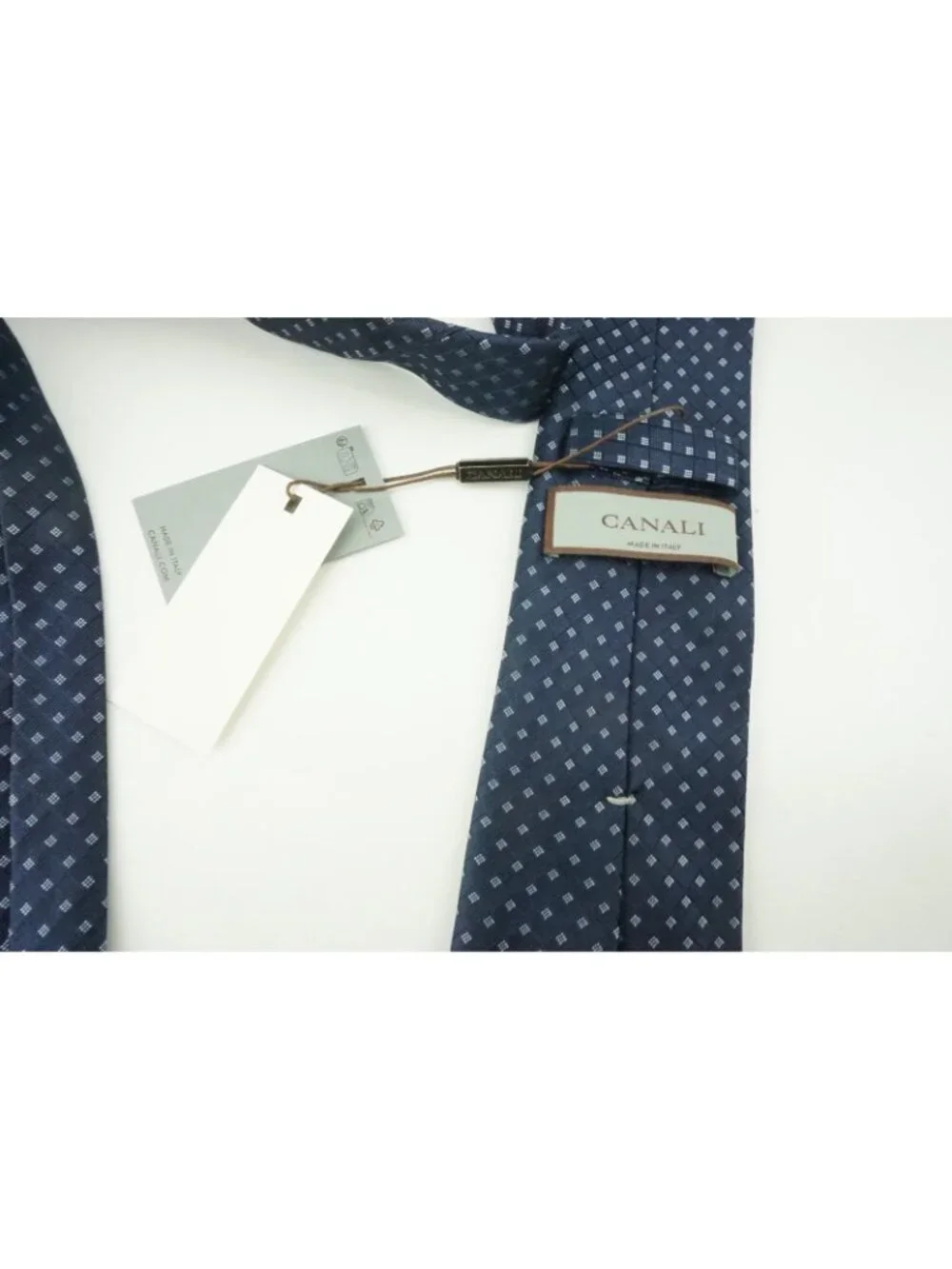 Canali Aegean Blue Macclesfield Plaid 100% Silk Tie Brand New With Tags